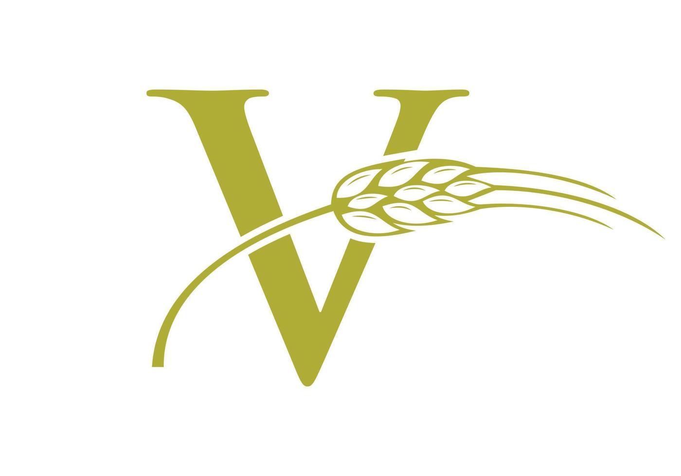 letra v agricultura logotipo fazenda vetor