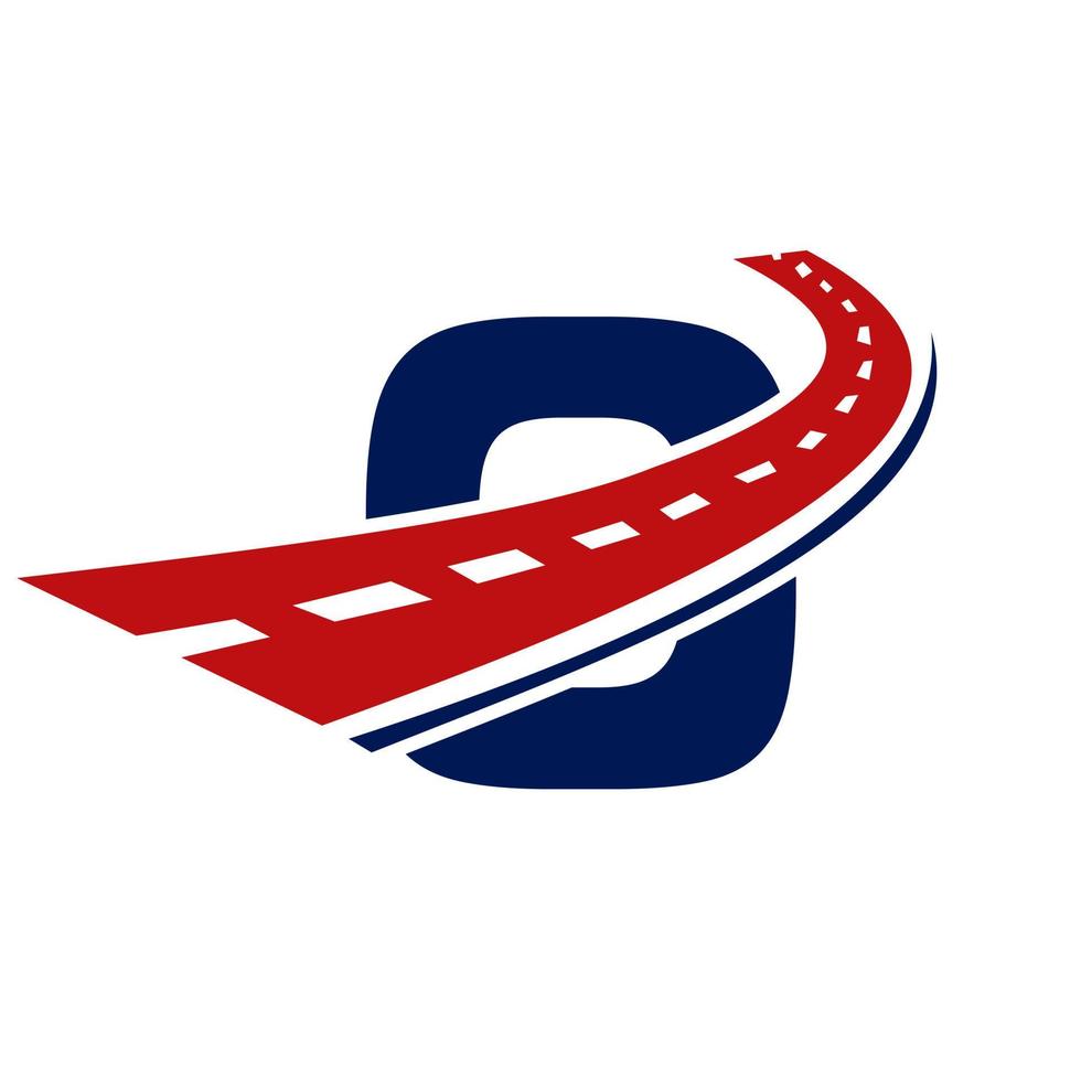 letra o logotipo do transporte. design de logotipo de estrada símbolo de sinal de transporte vetor