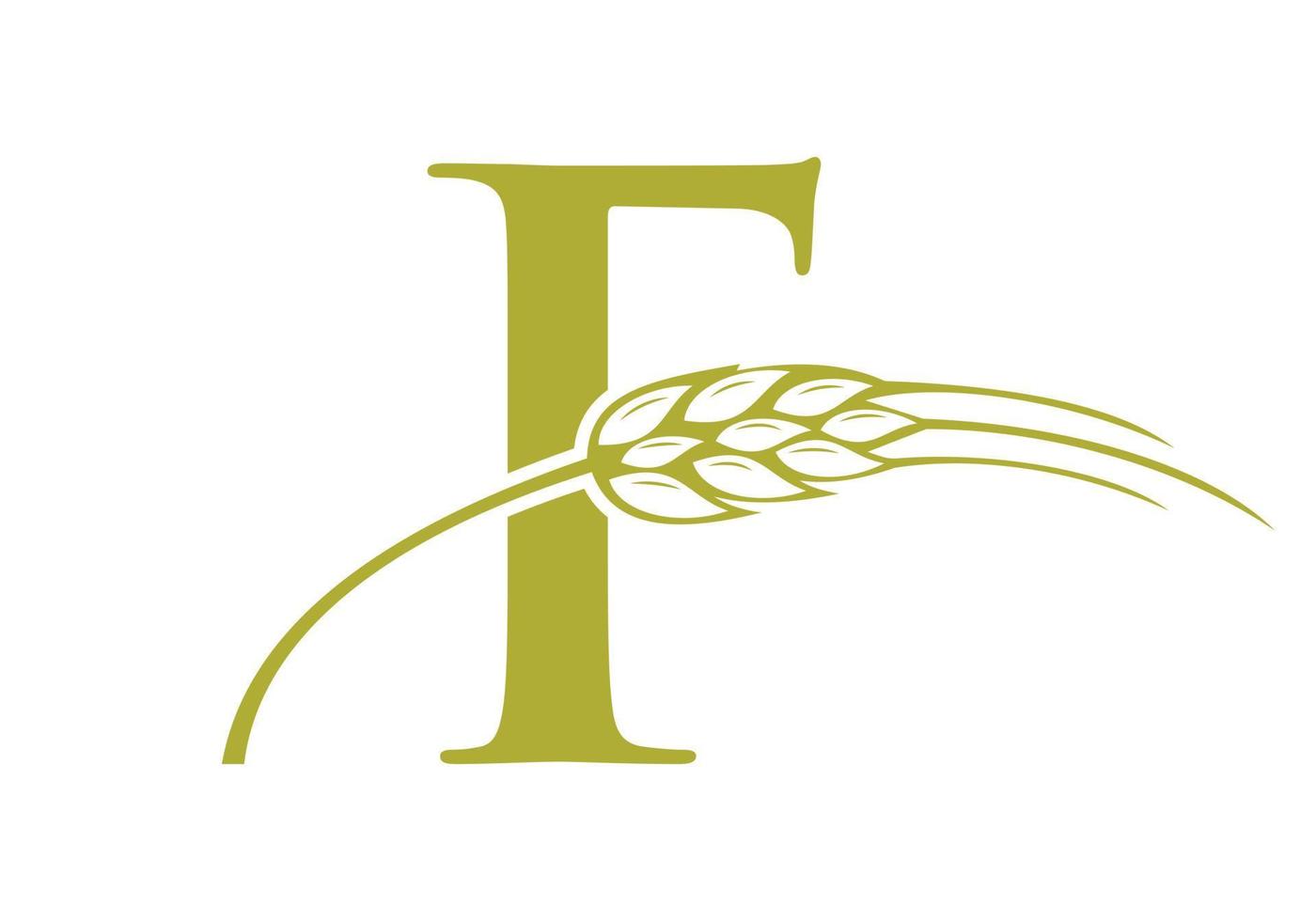 fazenda de logotipo de agricultura de letra f vetor