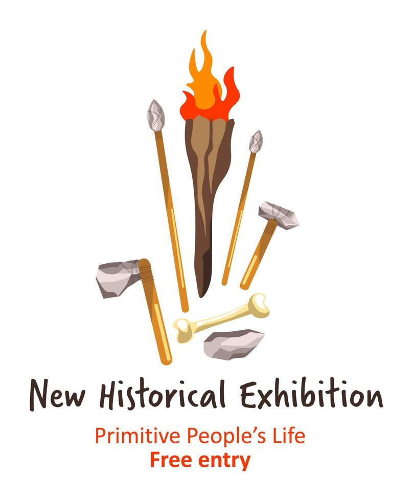 nova exposição histórica cultura de povos primitivos vetor