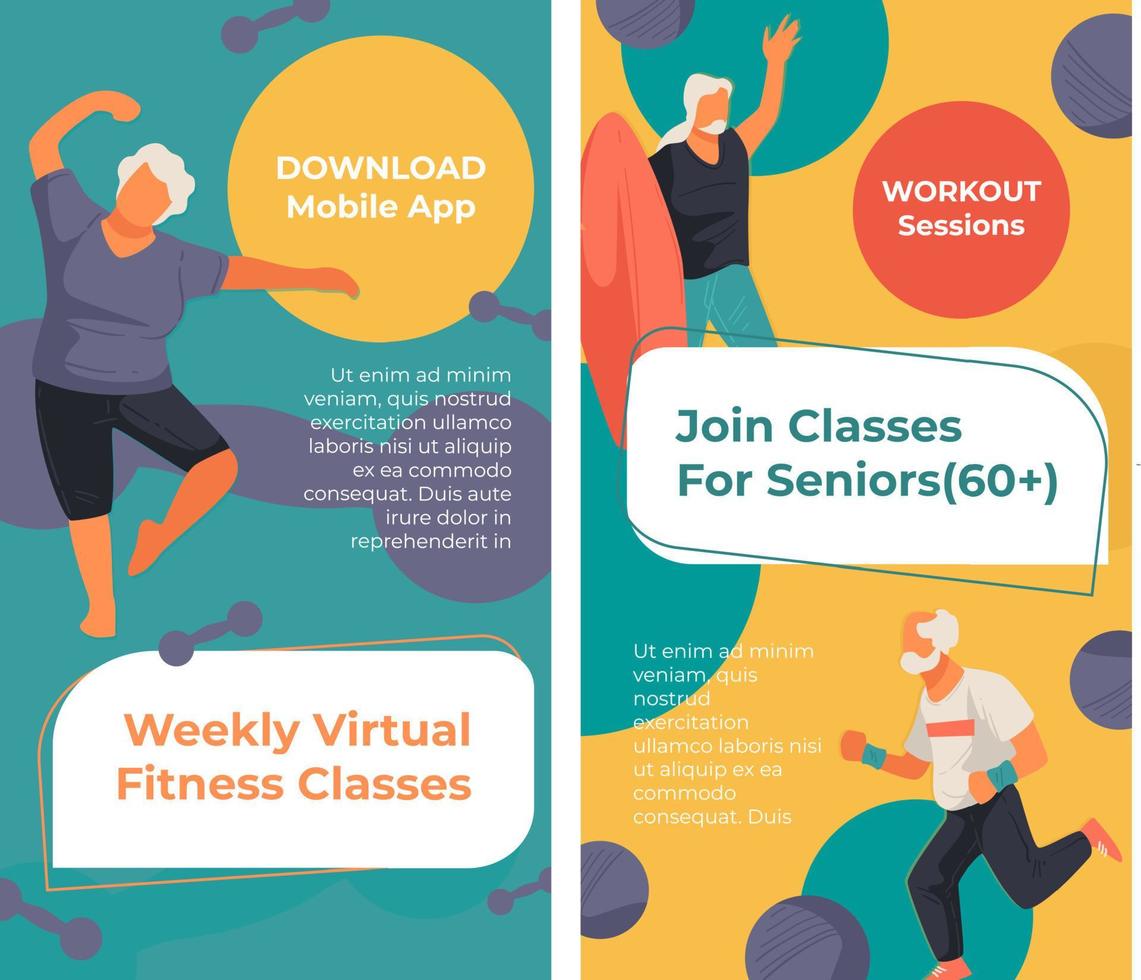 aulas de fitness virtuais semanais, junte-se à web online vetor