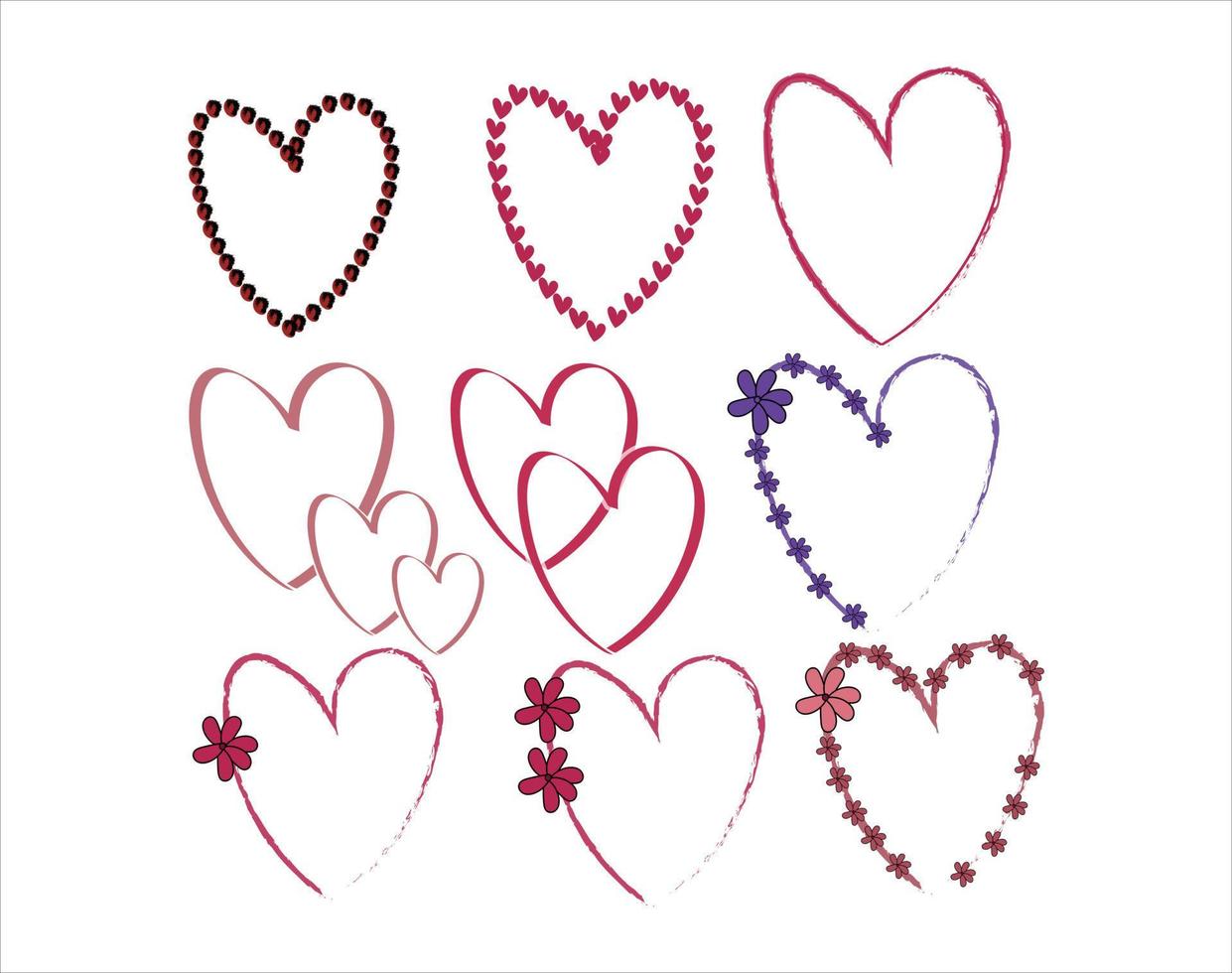 dia dos namorados, coração e amor vector clipart e design de arte doodle