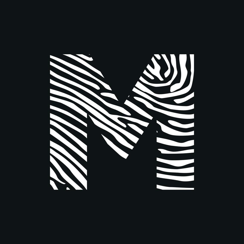 logotipo de textura de zebra m inicial vetor