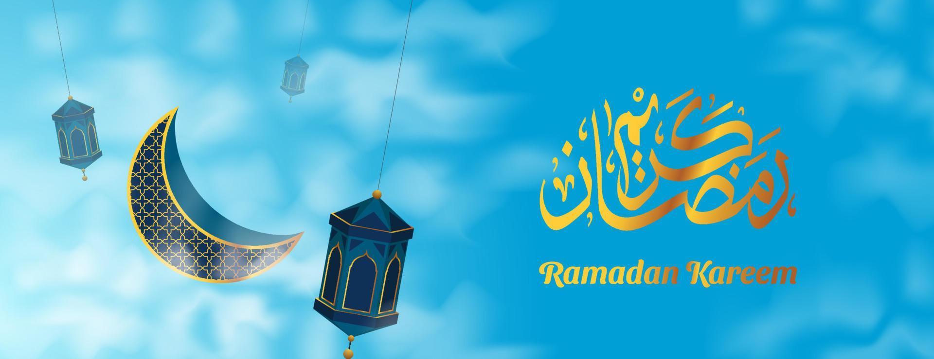 fundo de banner ramadan kareem com caligrafia árabe dourada. ilustração vetorial vetor