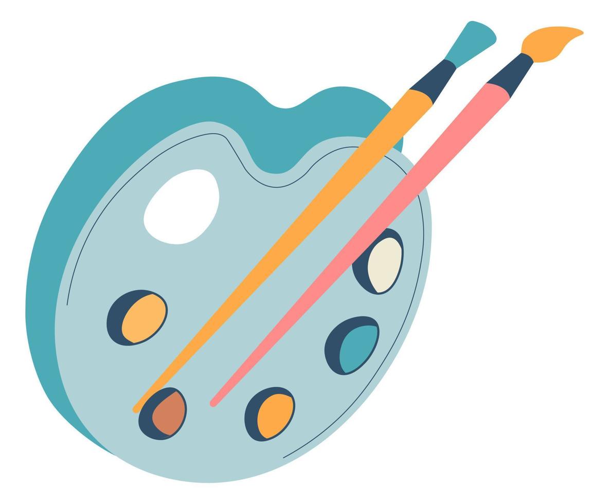 paleta de artista para misturar cores, passatempo de desenho vetor