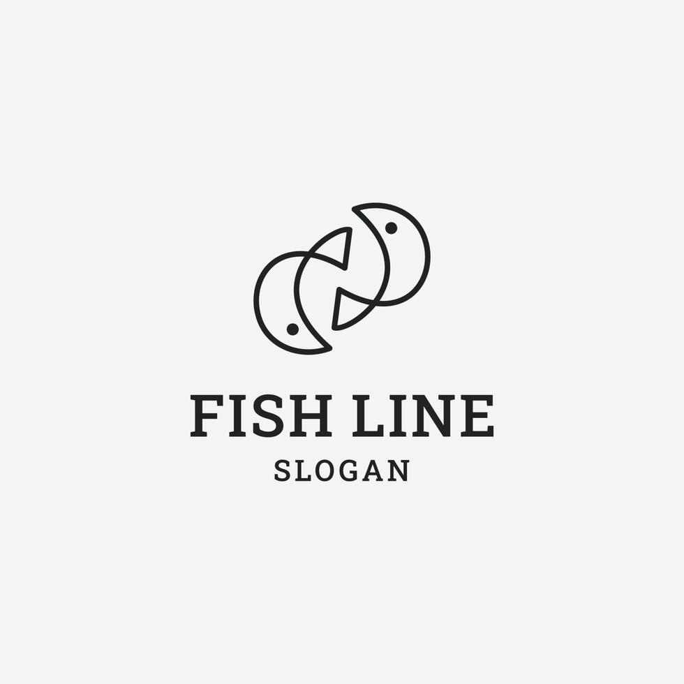 monoline simples ícone de logotipo espelhado de dois peixes vetor
