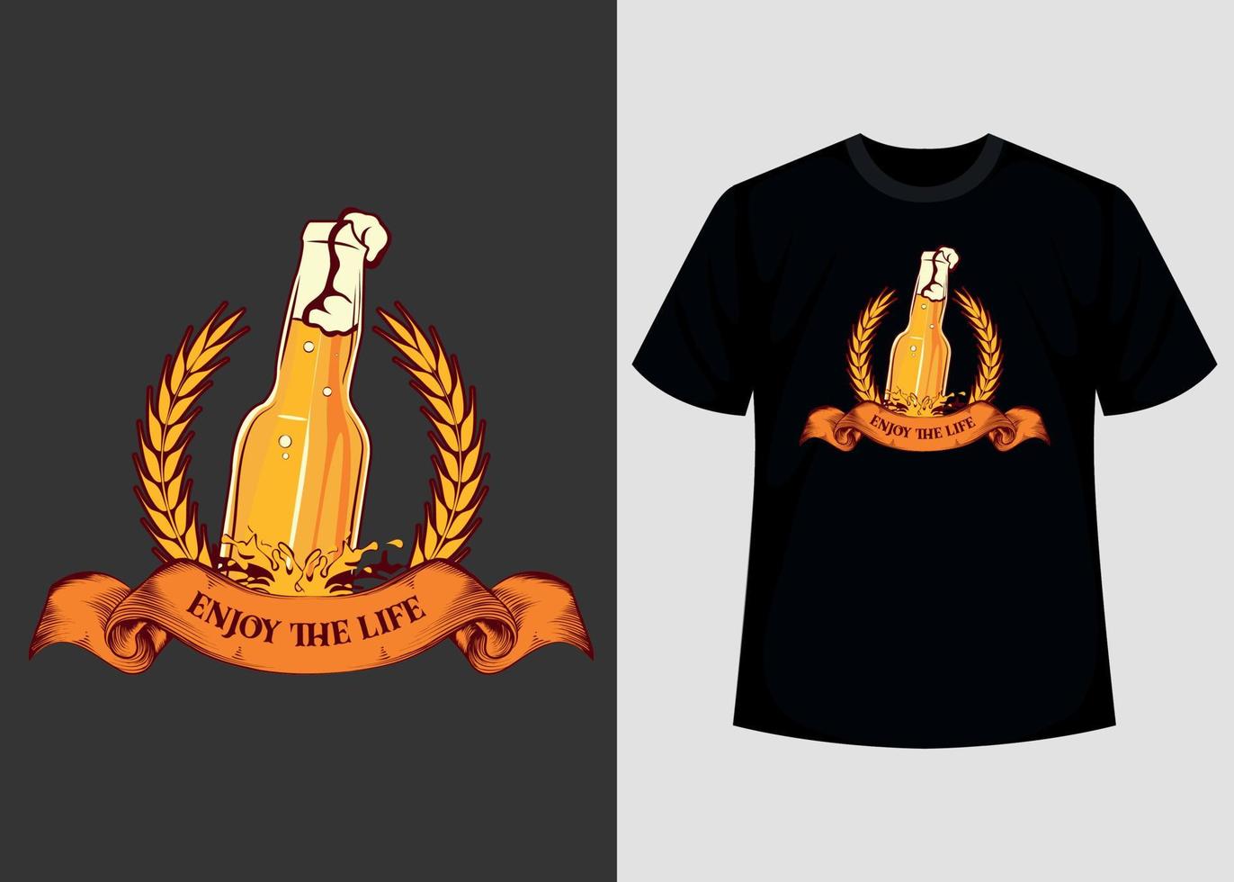 camiseta de cerveja e modelo de design de vetor de pôster. camiseta de cerveja com canecas. design de bebida com cerveja para rótulo, emblema, adesivo.