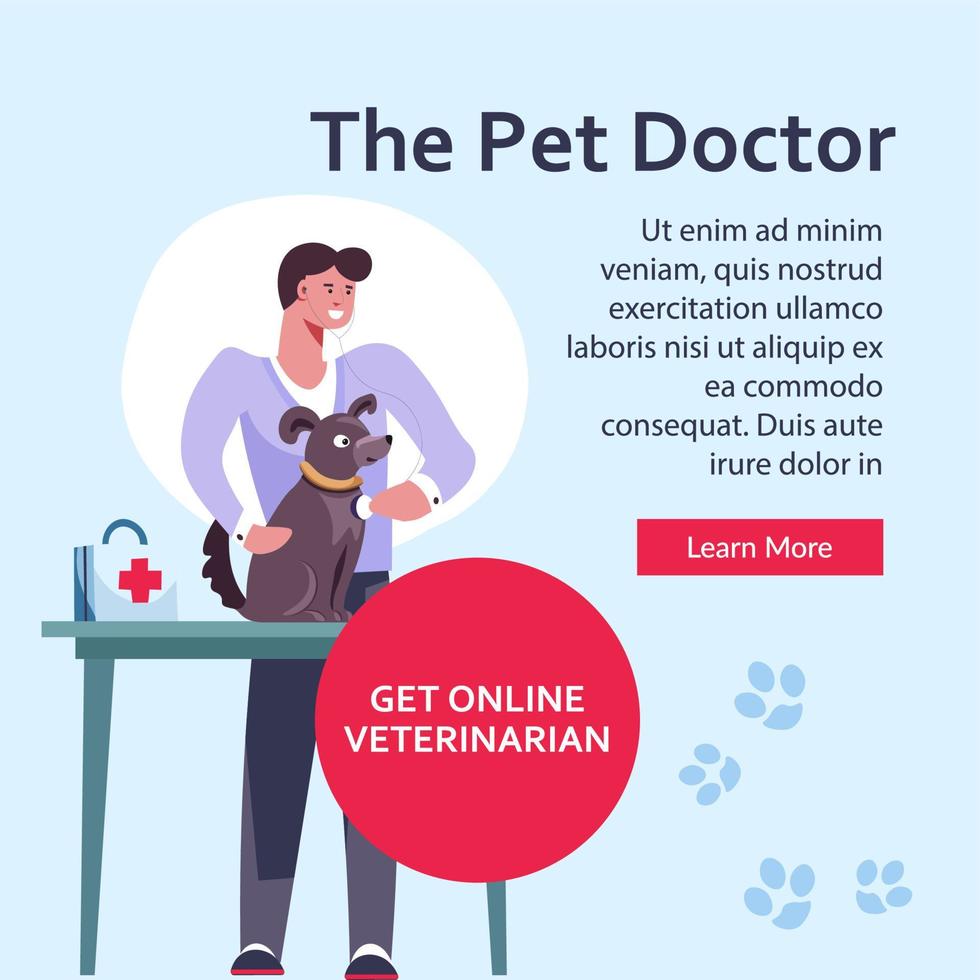 pet médico veterinário curando cachorro em clínicas vetor