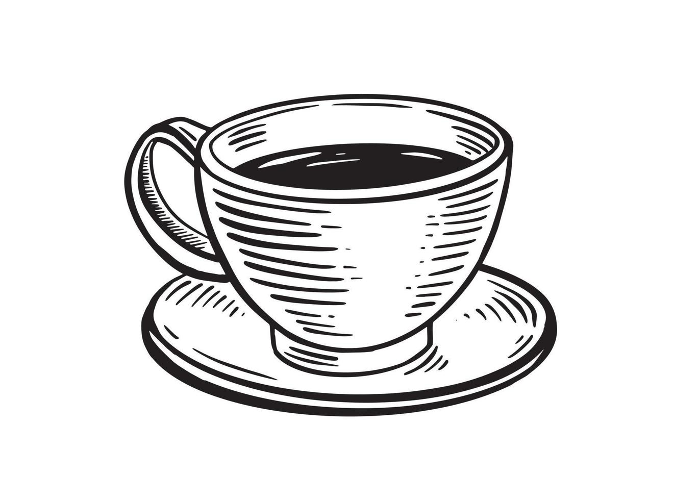 xícara de café, ilustrações de estilo desenhado à mão, vetor. vetor