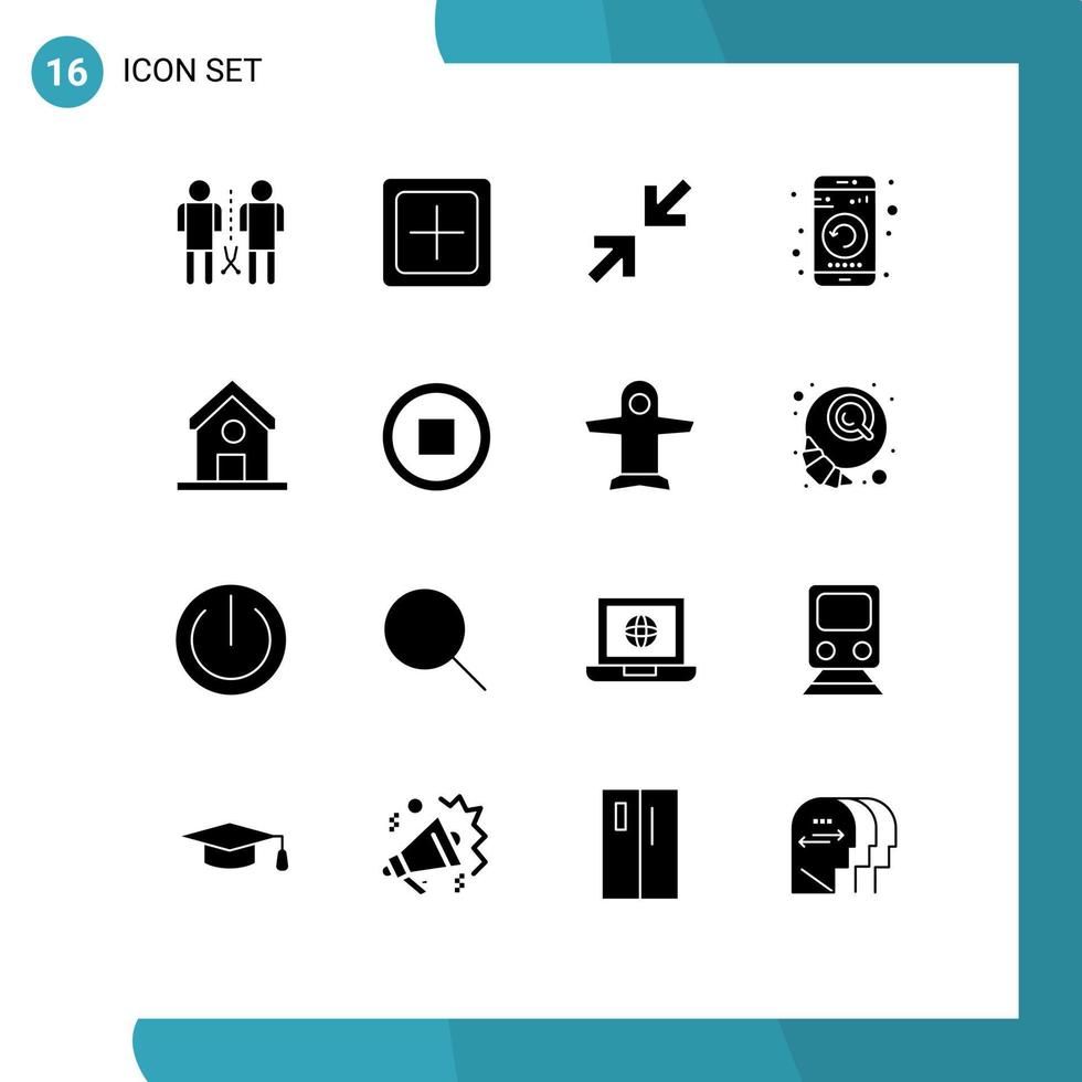 conjunto de 16 sinais de símbolos de ícones de interface do usuário modernos para reiniciar móvel novo gadget zoom editável elementos de design vetorial vetor