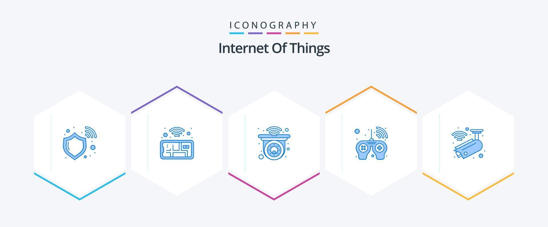 internet das coisas 25 pacote de ícones azul incluindo vigilância. Câmera. casa. inteligente. jogos vetor