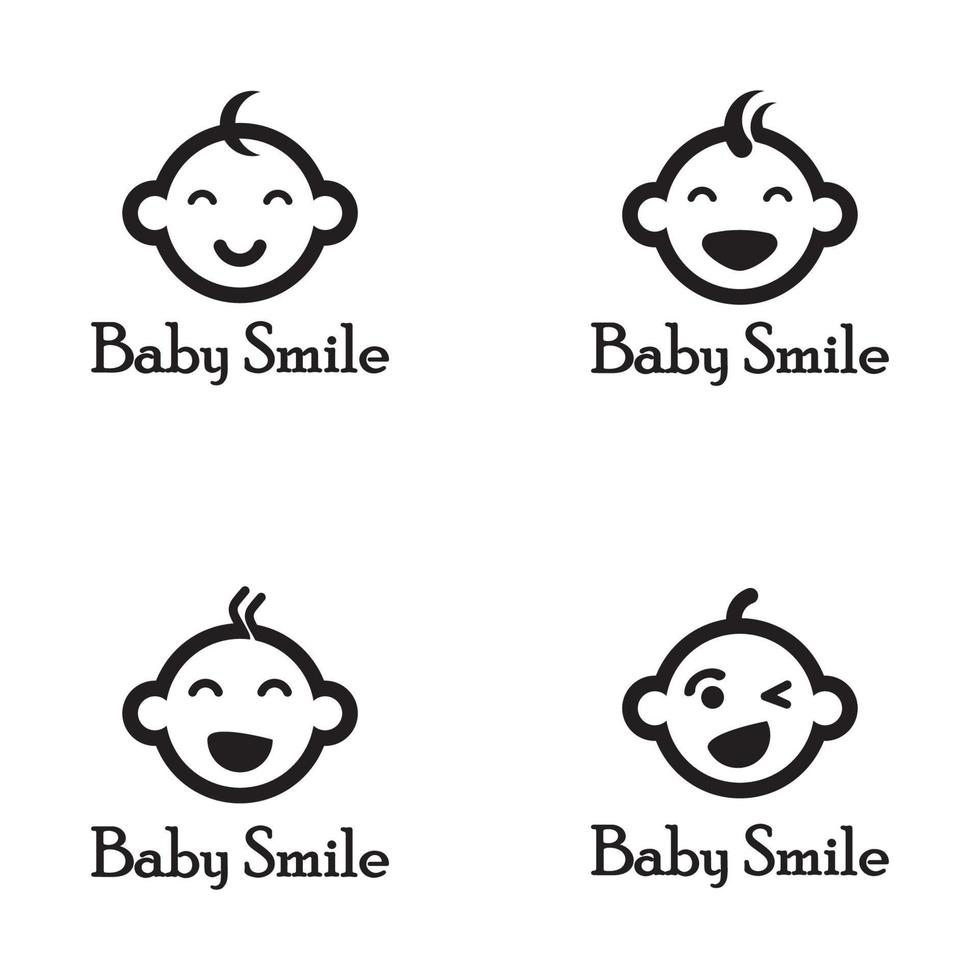modelo de logotipo de sorriso de rosto de bebê feliz fofo vetor