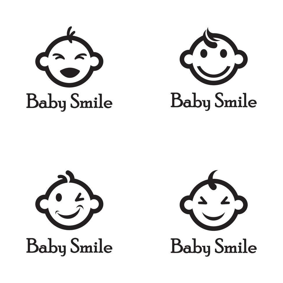 modelo de logotipo de sorriso de rosto de bebê feliz fofo vetor