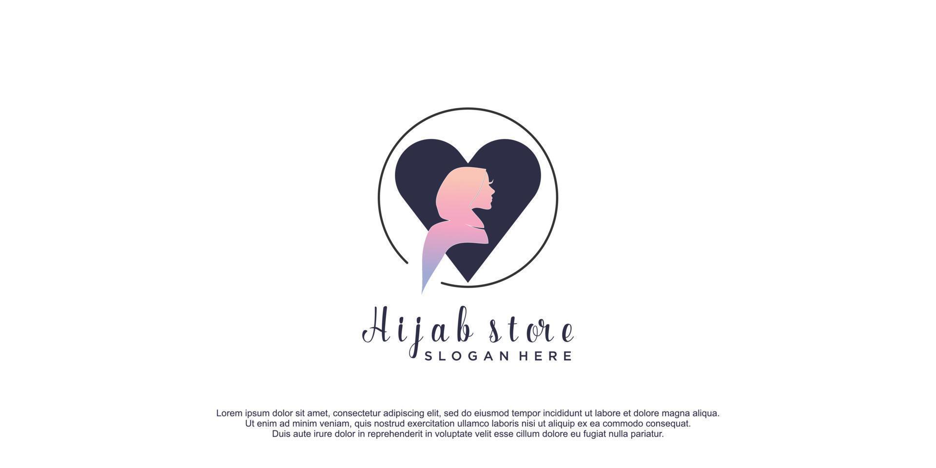 logotipo hijab com vetor de ícone de design criativo para negócios de loja hijab