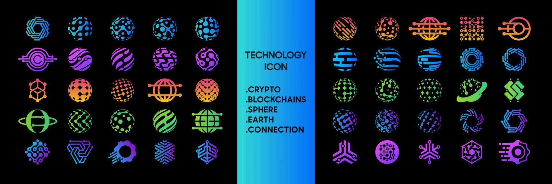 coleção de designs de logotipo de esfera, terra, globo, esfera, tecnologia, círculo, digital vetor