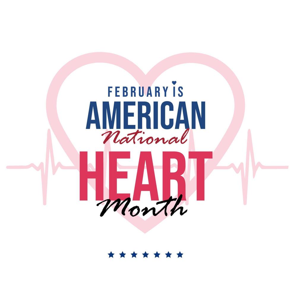 mês nacional do coração americano observado todos os anos durante fevereiro nos estados unidos. vetor