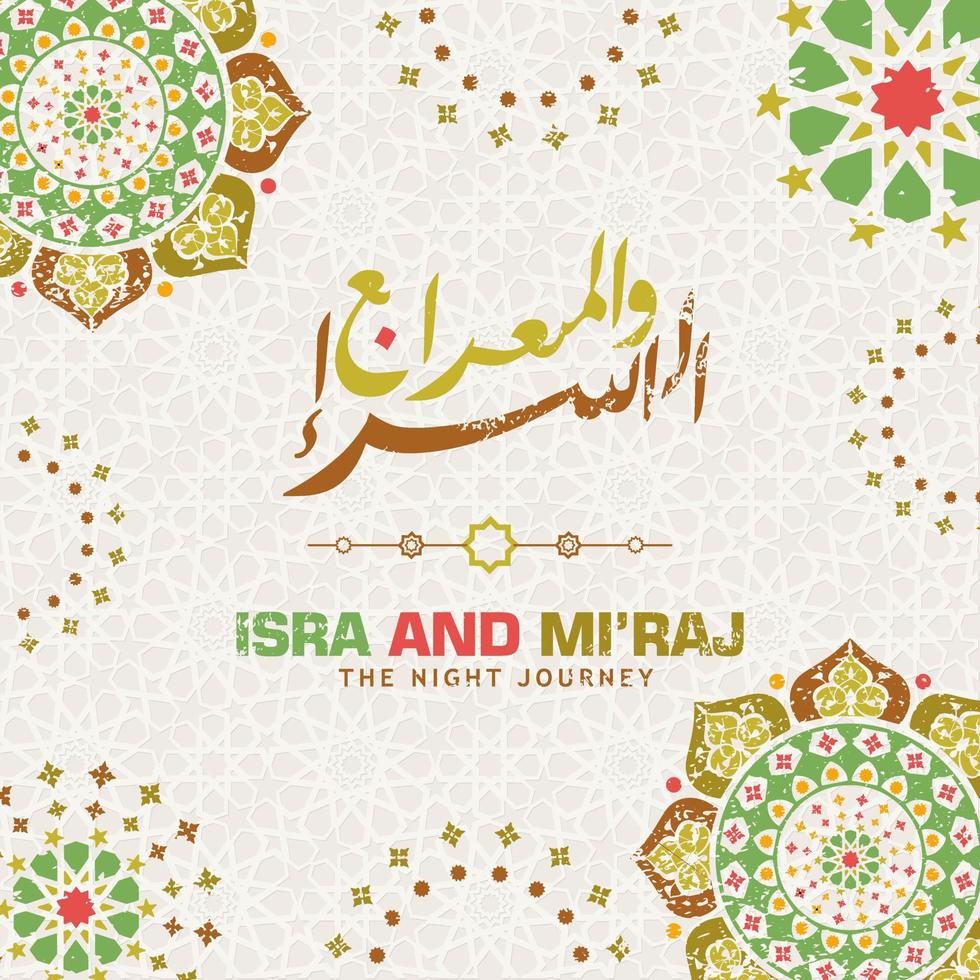 al-isra wal mi'raj. traduza a jornada noturna do profeta muhammad ilustração vetorial para modelos de cartão de felicitações vetor