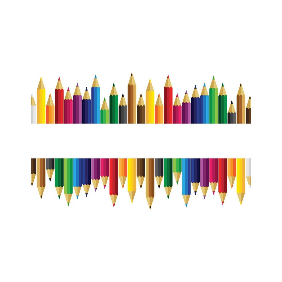 conjunto de lápis de cor sobre fundo branco vetor