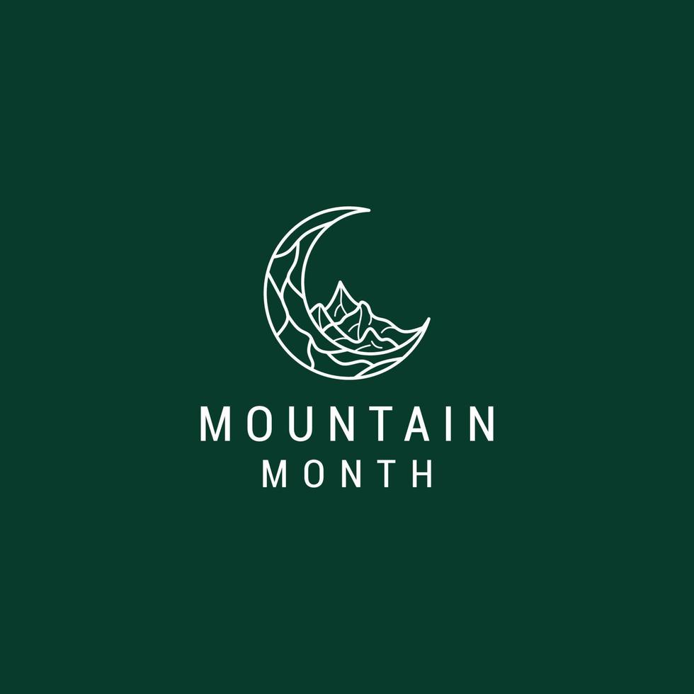 vetor de ícone de design de logotipo de mês de montanha