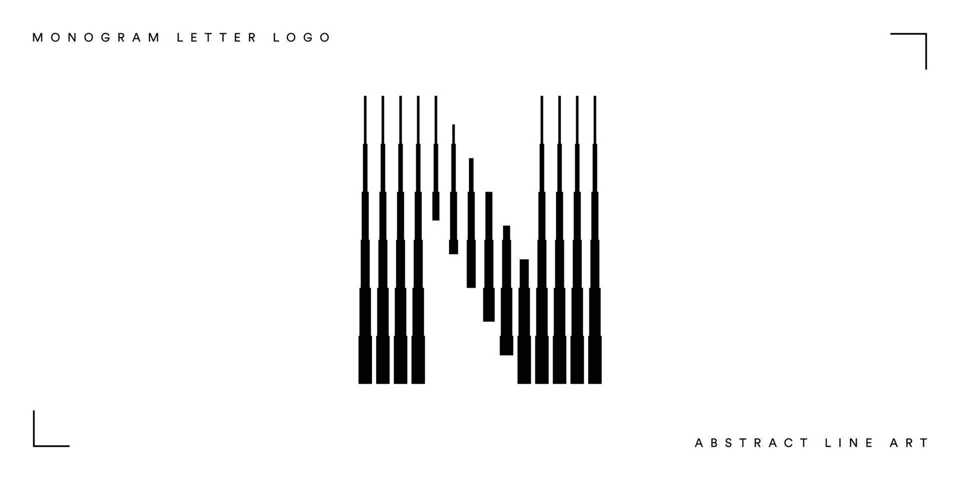 arte de linha abstrata letra n logotipo do monograma vetor