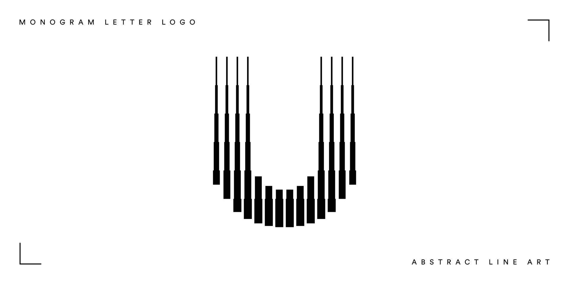 arte de linha abstrata letra u logotipo do monograma vetor