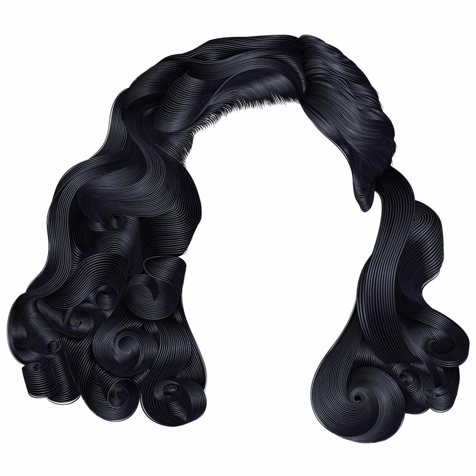 mulher na moda cabelos curtos morena preto cores escuras .fringe. moda beleza estilo retrô. 3d realista. vetor