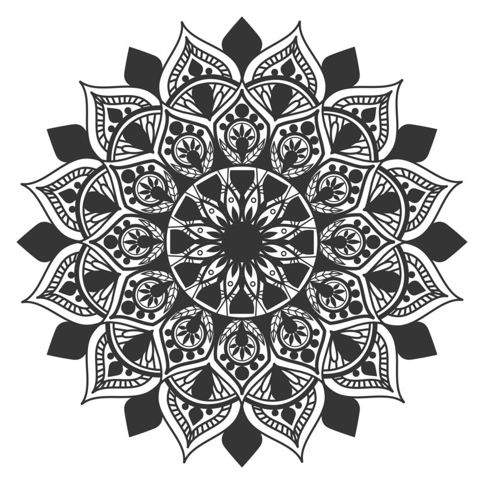 fundo de mandala floral preto e branco vetor