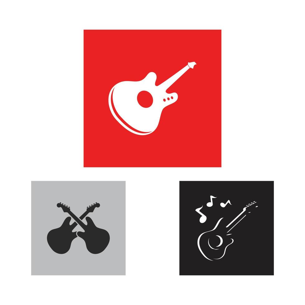 vetor e símbolo de design de logotipo de ilustração de guitarra