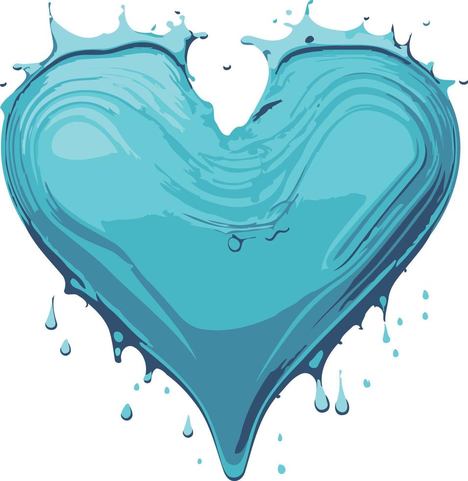 símbolo do coração com textura de água vetor