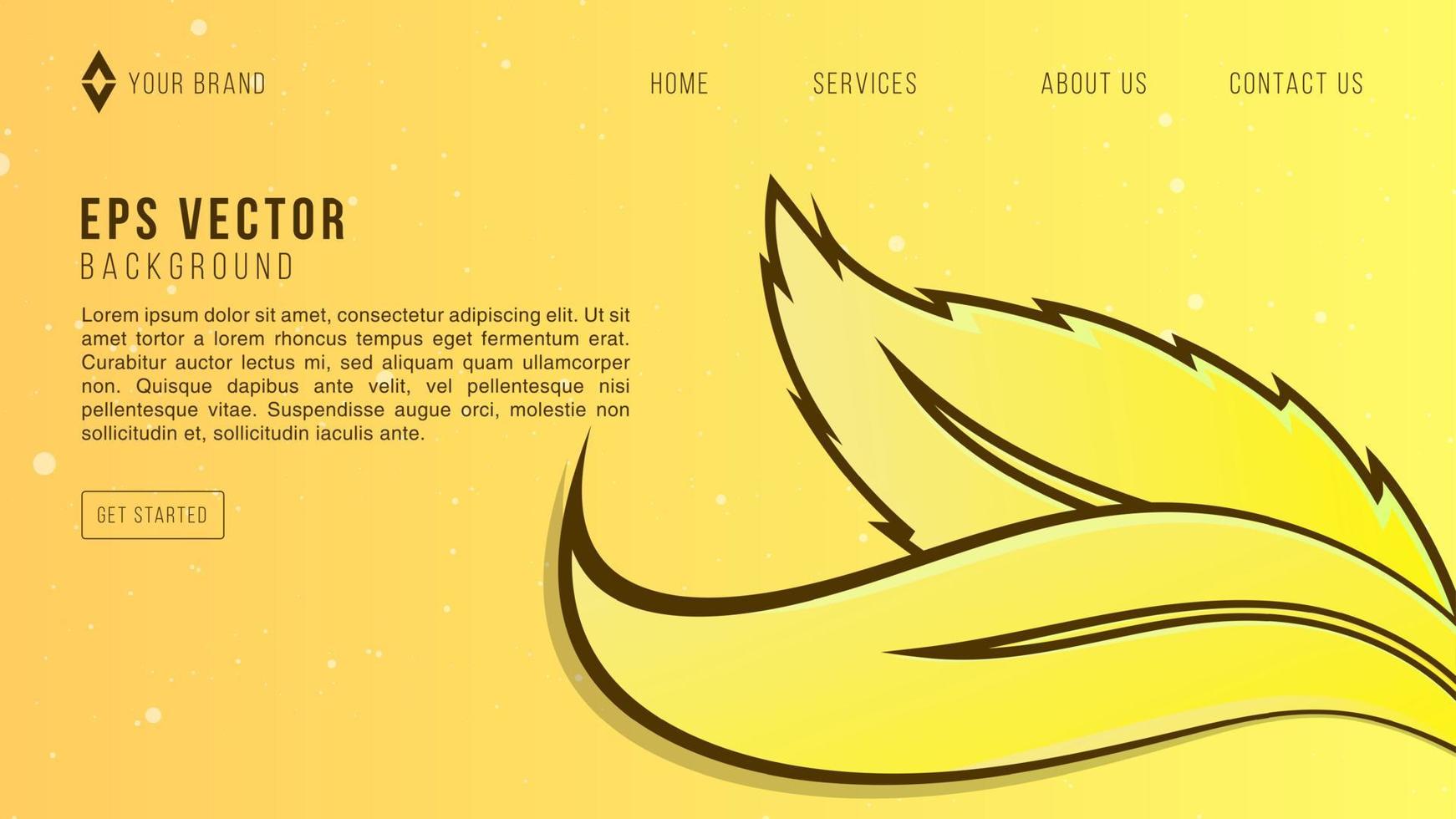 design de fundo de outono de web design amarelo com folha e folhas botânicas para modelo de site vetor