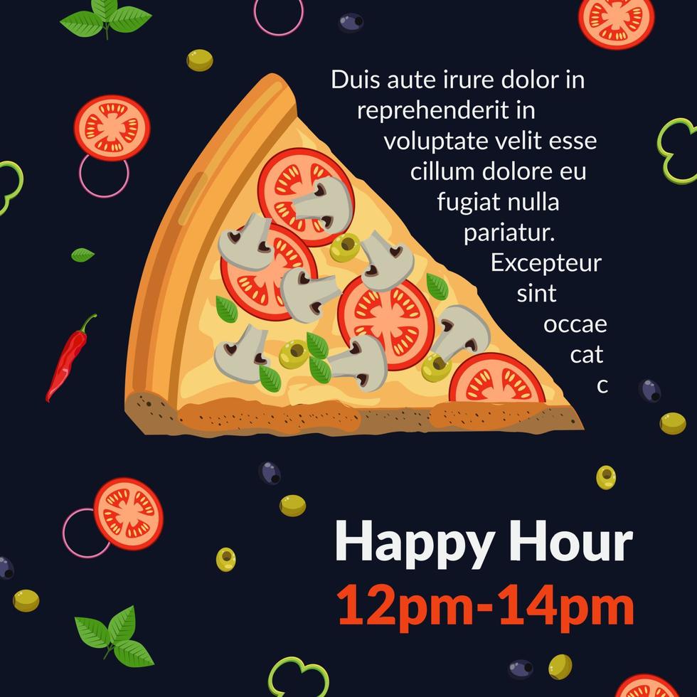 happy hour, pizza day no café ou restaurante promo vetor