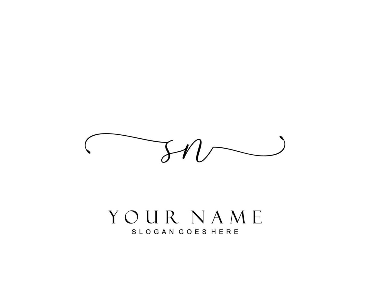 monograma de beleza sn inicial e design de logotipo elegante, logotipo de caligrafia da assinatura inicial, casamento, moda, floral e botânico com modelo criativo. vetor