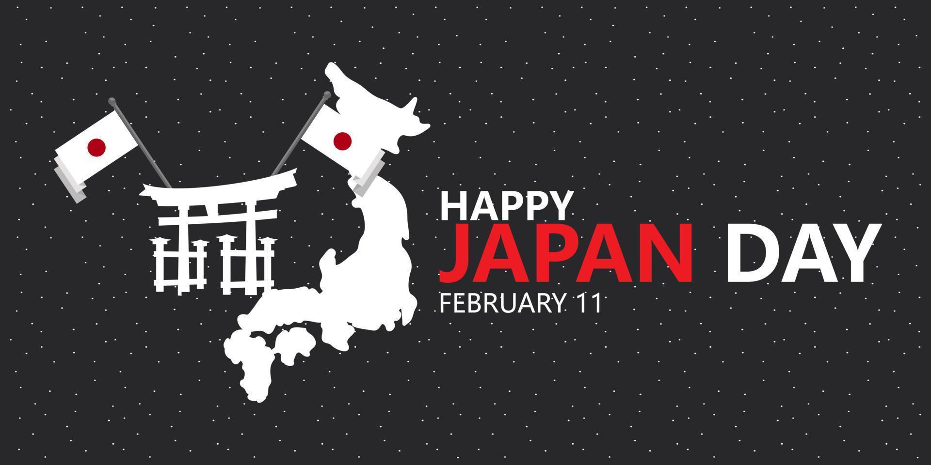 design do dia da fundação nacional com o famoso banner de bandeira do Japão japonês com branco vermelho vetor