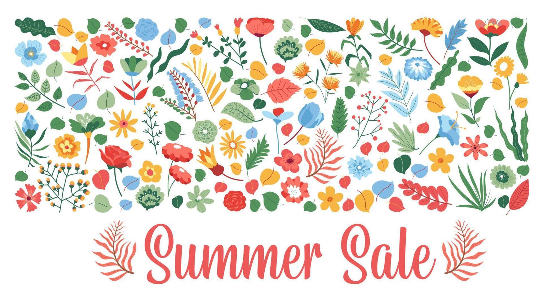 banner promocional floral de venda de verão com descontos vetor