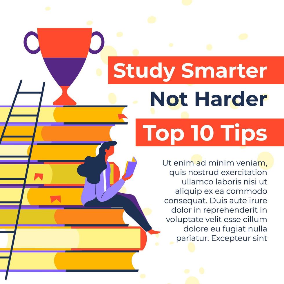 estude de forma mais inteligente e não mais difícil dez dicas para estudantes vetor