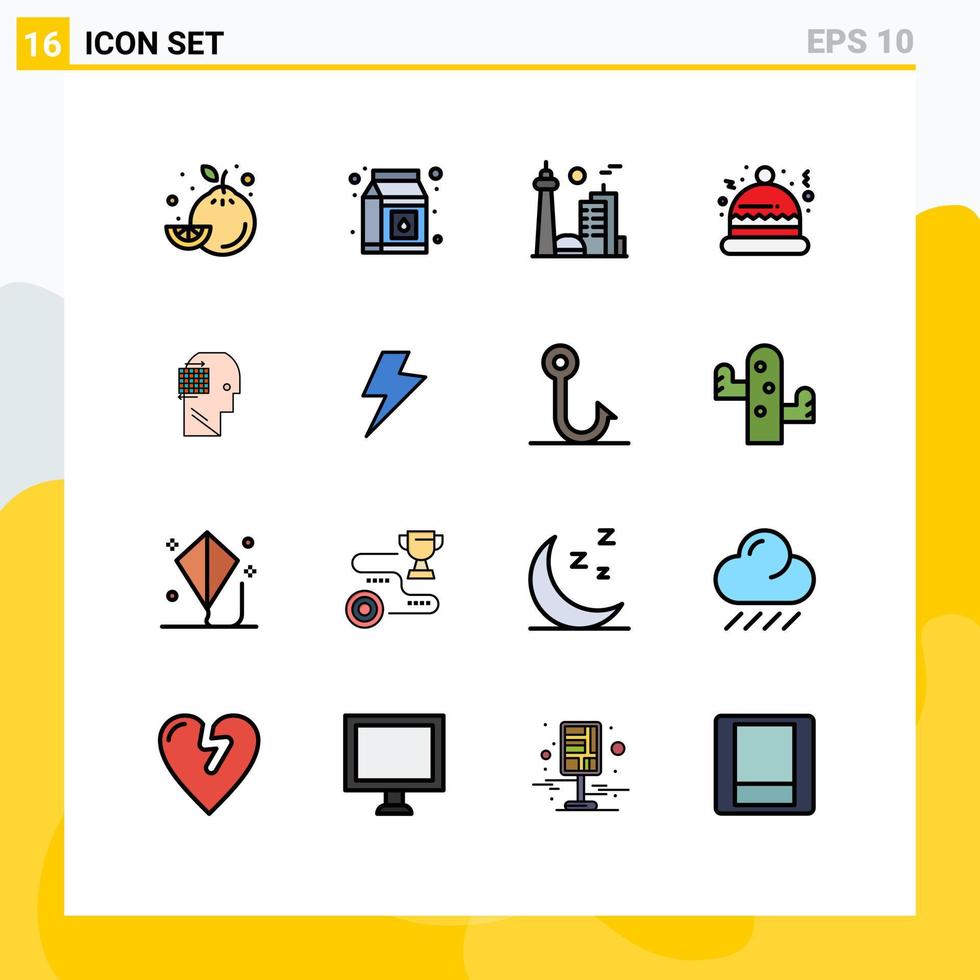 pacote de ícones de vetores de estoque de 16 sinais e símbolos de linha para negócios, pense em chapéu de usuário de cidade, elementos de design de vetores criativos editáveis