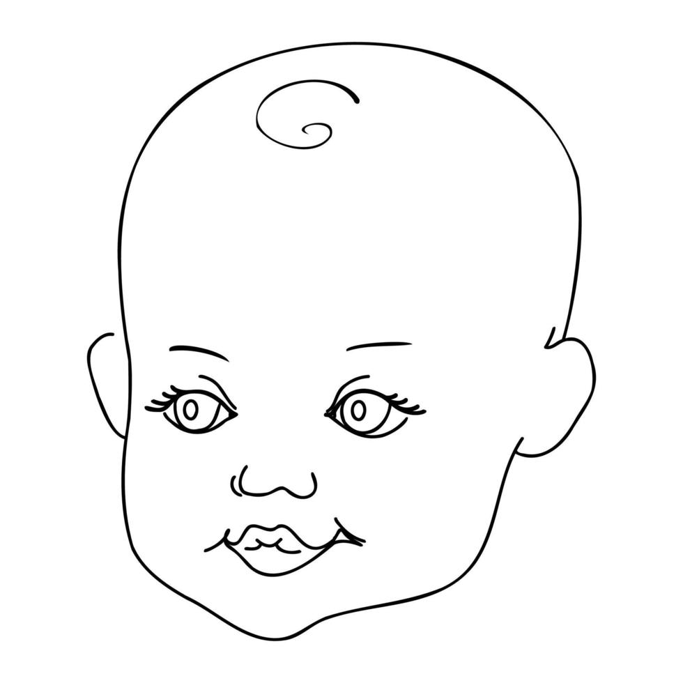 retrato de bebê em estilo de arte de linha. mão desenhada ilustração. vetor