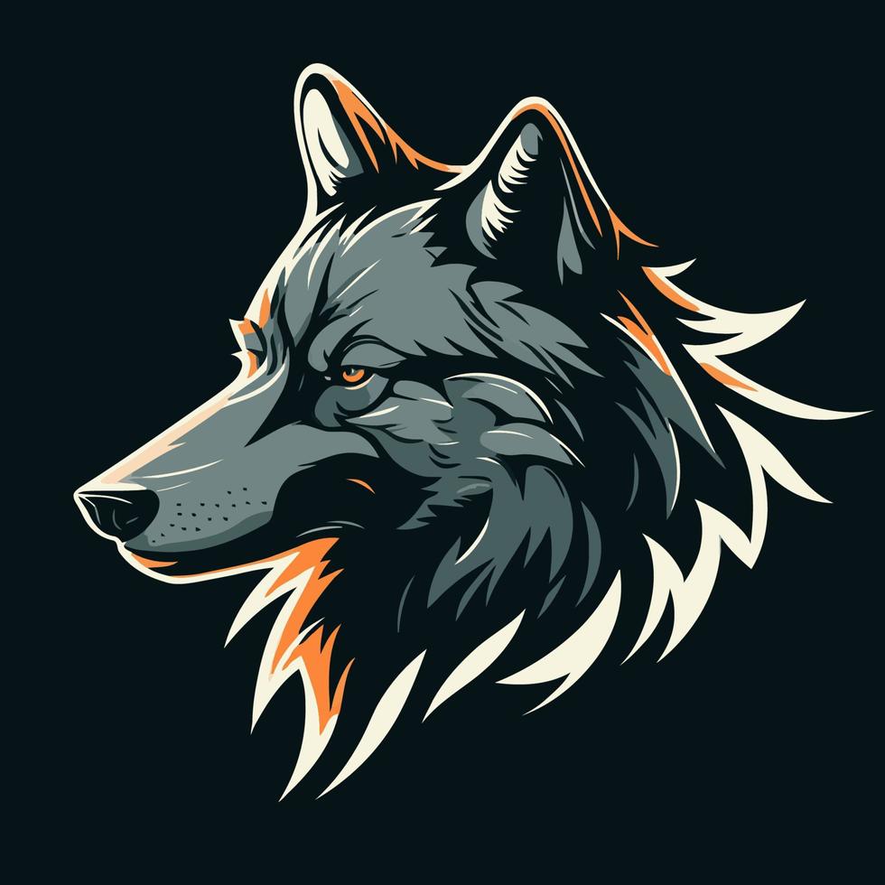 vetor de design de logotipo de mascote de cabeça de lobo com fundo isolado para identidade corporativa