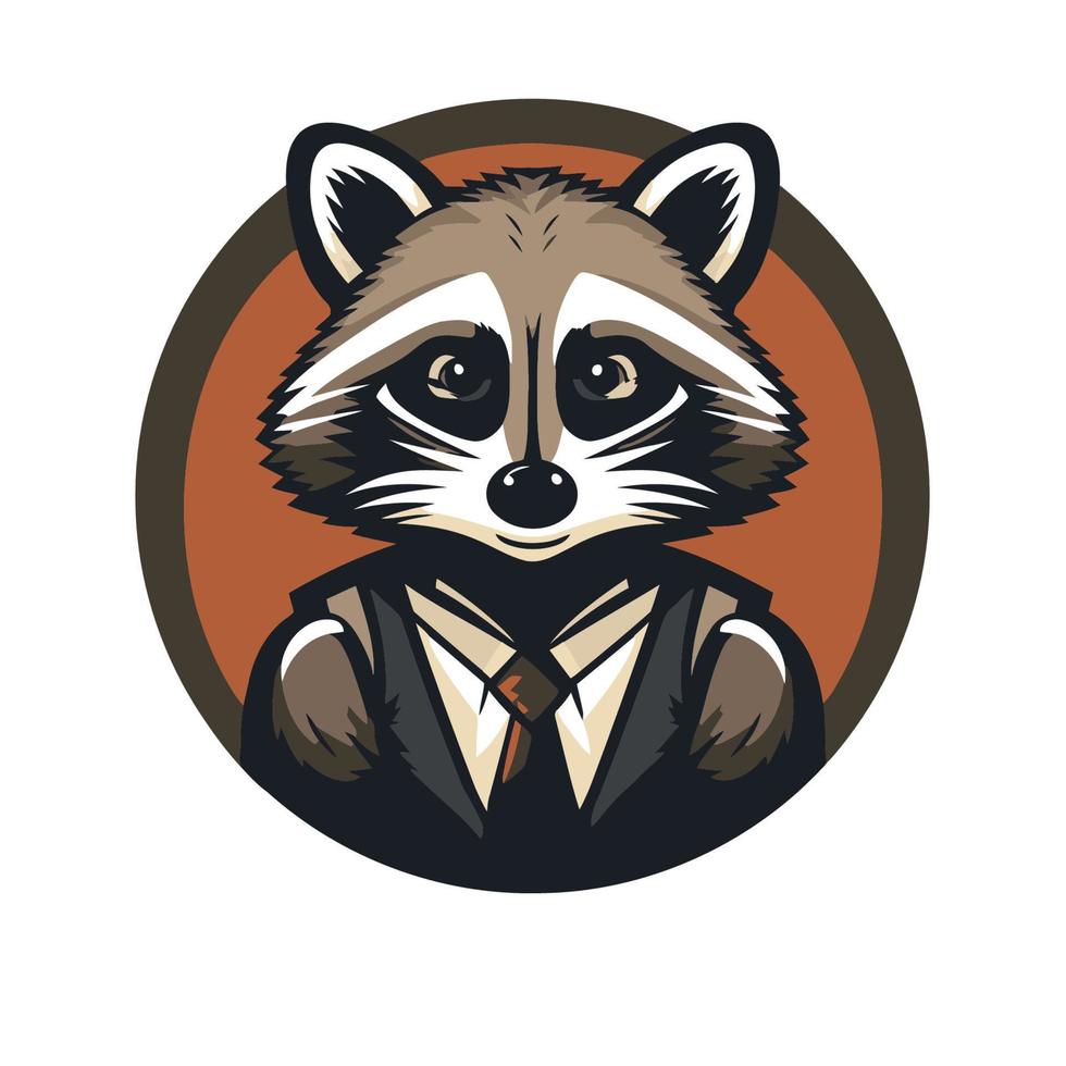 ilustração em vetor mascote de personagem de logotipo de animal de cabeça de guaxinim