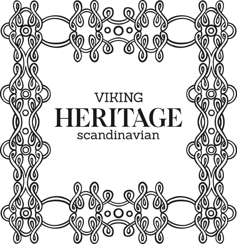 moldura clássica viking silhueta de ornamento de herança antiga escandinava vetor