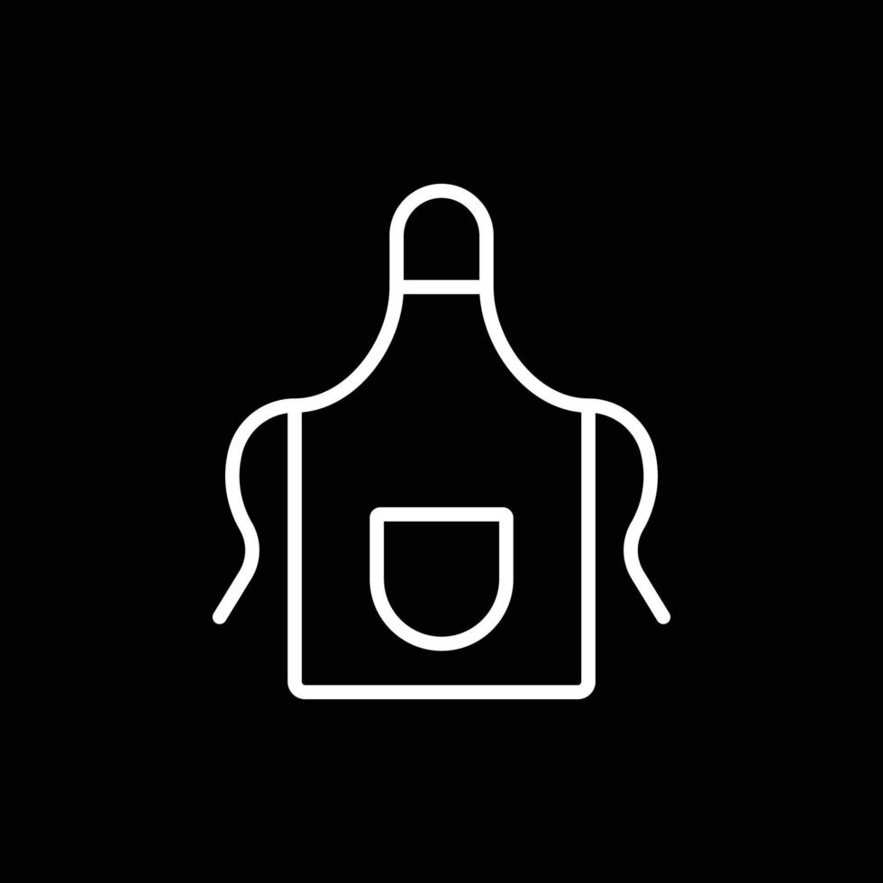 avental de vetor branco eps10 ou ícone de linha uniforme de cozinha ou logotipo isolado em fundo preto. símbolo de roupa de avental de cozinha em um estilo moderno simples e moderno para o design do seu site e aplicativo móvel