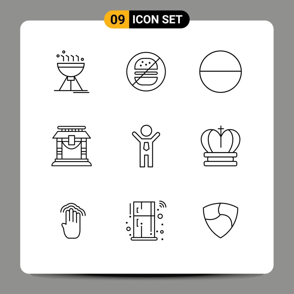 9 ícones criativos, sinais e símbolos modernos da conquista da pílula de negócios vencedora, elementos de design de vetores editáveis da china