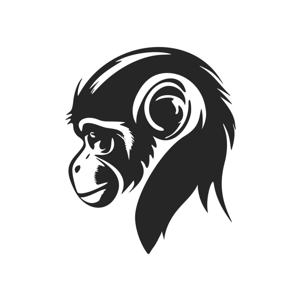logotipo de cabeça de macaco preto e branco minimalista. perfeito para qualquer empresa que procura um visual elegante e profissional. vetor
