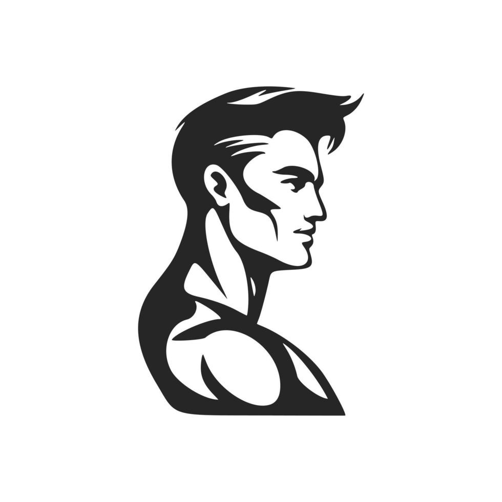 logotipo universal preto e branco com a imagem de um homem musculoso. bom para academia. vetor