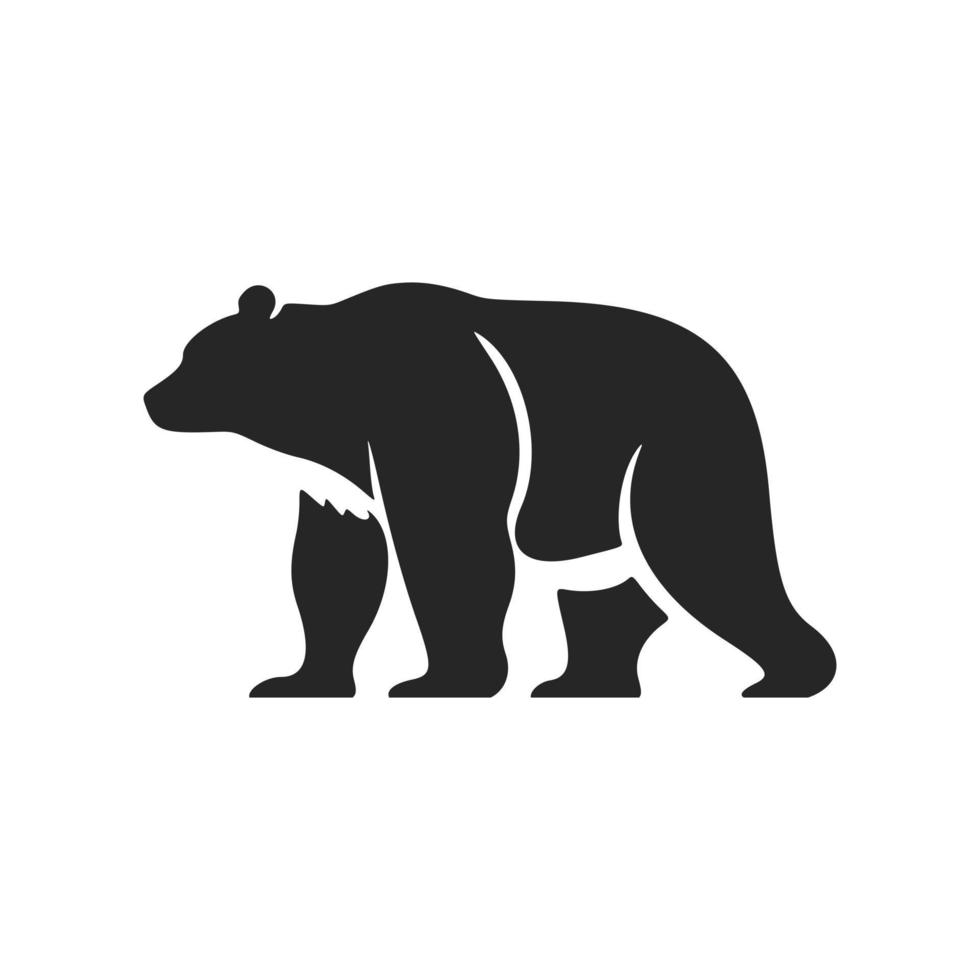 logotipo de urso preto e branco minimalista perfeito para qualquer empresa que procura uma aparência elegante e profissional. vetor