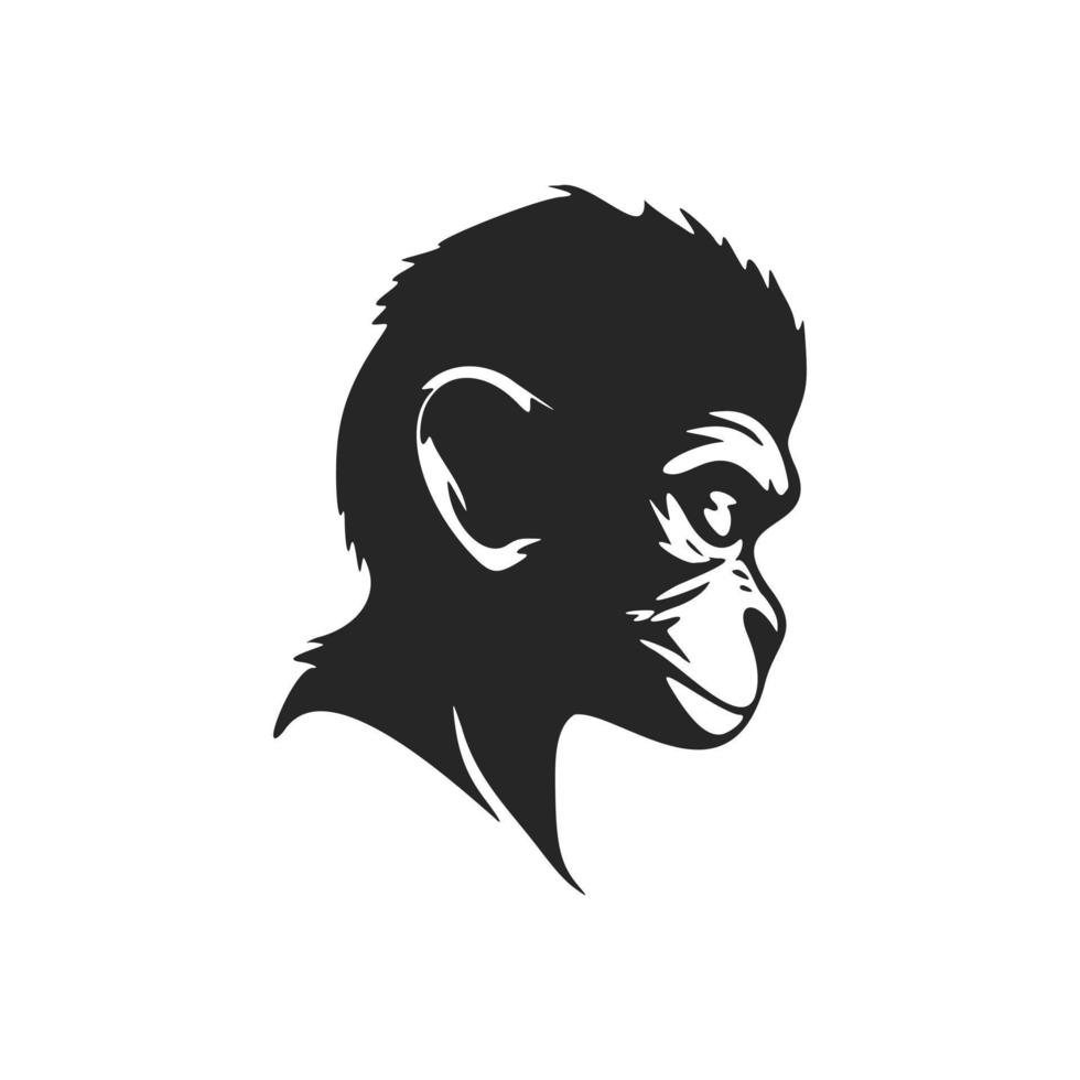 elegante logotipo de cabeça de macaco preto e branco. perfeito para qualquer empresa que procura um visual elegante e profissional. vetor