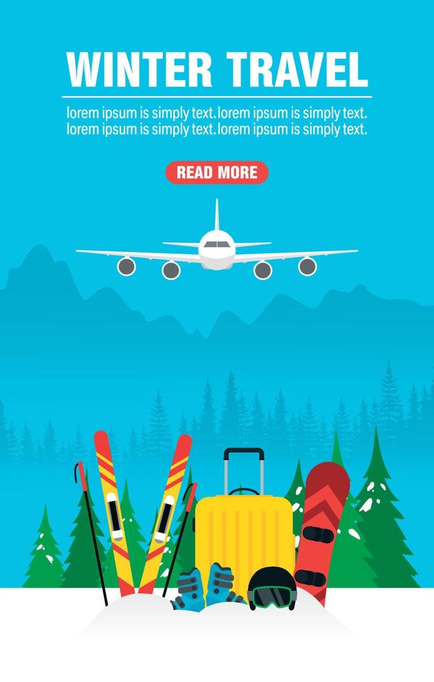 férias de inverno viagens web banner conceito design plano vetor