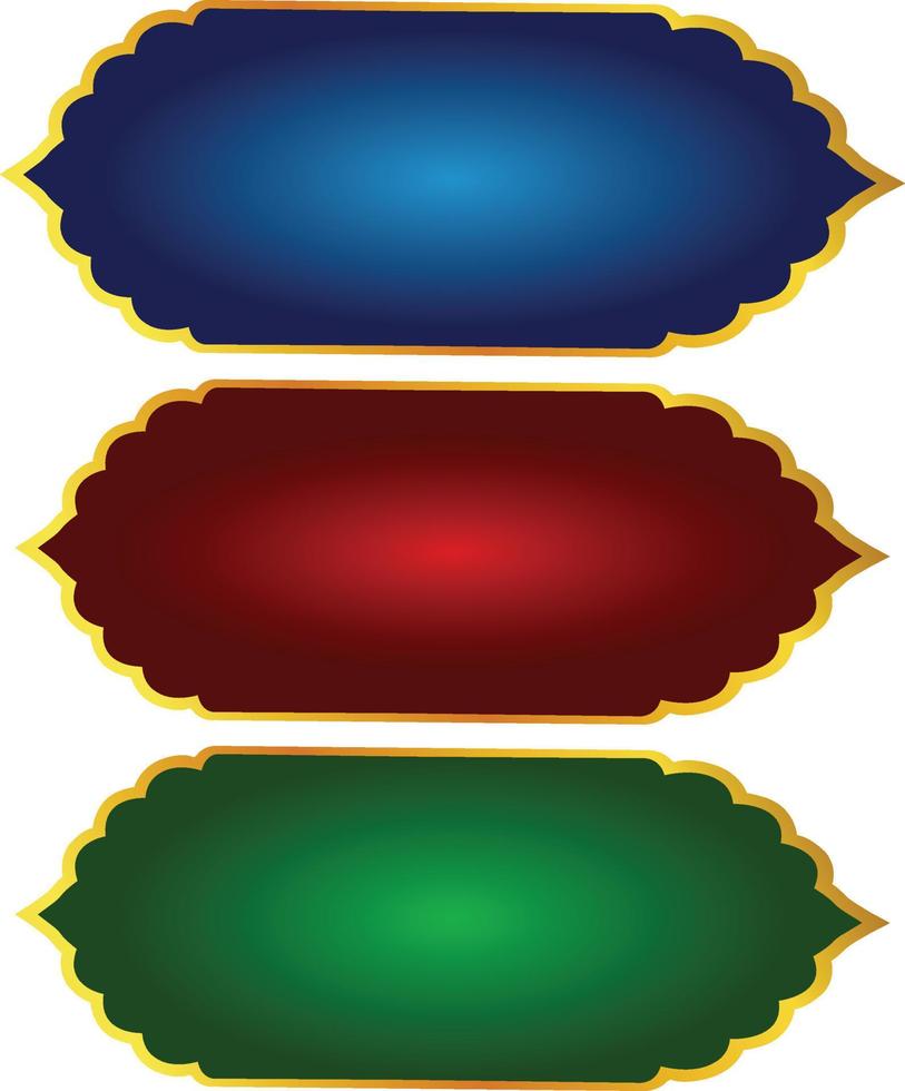 conjunto de moldura de título de banner islâmico árabe dourado de luxo png fundo transparente caixa de texto ouro imagens de design de vetor