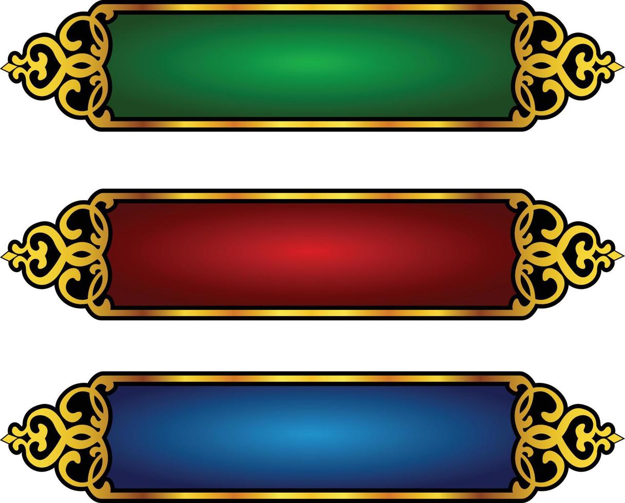 conjunto de moldura de título de banner islâmico árabe dourado de luxo png fundo transparente caixa de texto ouro imagens de design de vetor