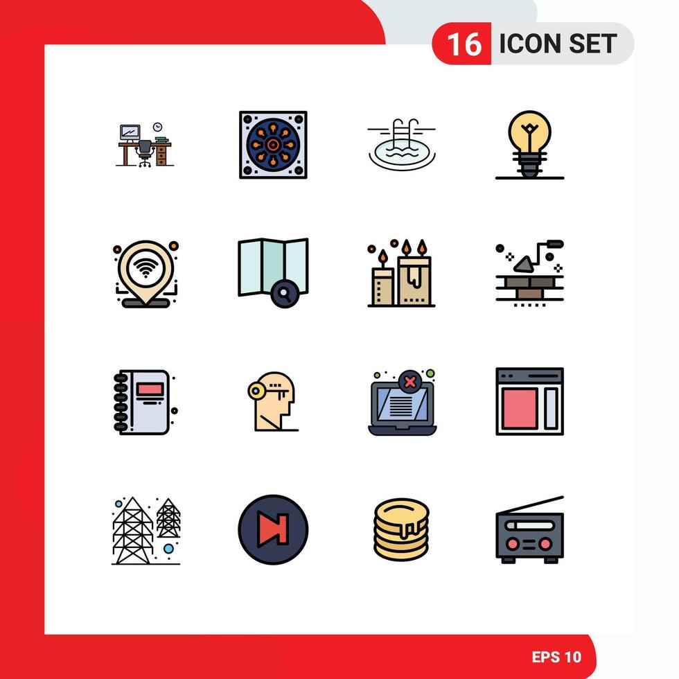 16 ícones criativos sinais modernos e símbolos de gps light toilet electric serve elementos de design de vetores criativos editáveis
